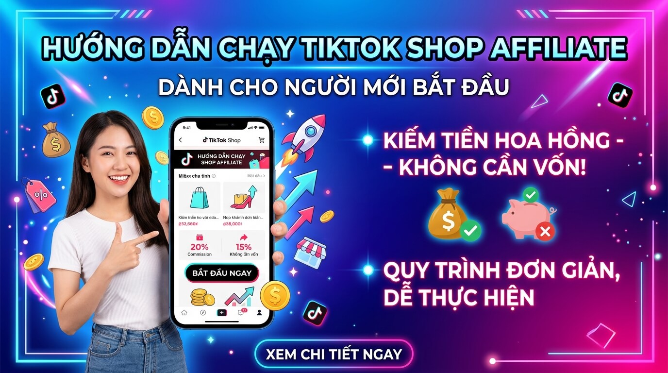 Cách Chạy TikTok Shop Affiliate Cho Người Mới — Kiếm Hoa Hồng Không Cần Vốn